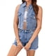 thumbnail image 2 of Conjunto Informal de Negocios para Mujer: Conjunto de Dos Piezas de Mezclilla, Blazer Sin Mangas, Chaleco y Pantalones Cortos, Jeans Azul XL, 2 of 10