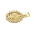 thumbnail image 3 of Brass Micro Pave Cubic Zirconia Pendants Oval with Virgin Mary Rack Plating Cadmium Free & Lead Free Long-Lasting Plated Real 18K golden Plated Mixed color 20x15x2.5mm Hole: 4x3.5mm, 3 of 4