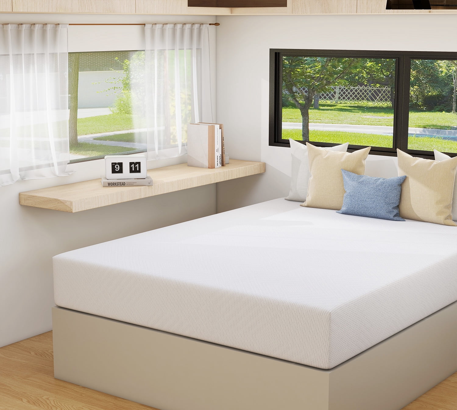 Twin Mattress, 10 inch Gel Memory Foam Mattress, Medium Firmness, White Gel Infused Mattress in a box, Made in USA