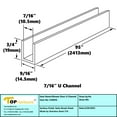 thumbnail image 2 of Aluminum Fixed Panel Shower Door U Channel for 3/8" Thick Glass 95 inches Length, Brush Finish 10 Pieces, 2 of 3