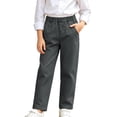 thumbnail image 2 of Mifsaly Boys Girls School Uniform Pants Solid Color Elastic Waist Kids Casual Long Trousers with Pockets Dark Gray,9 Years, 2 of 2