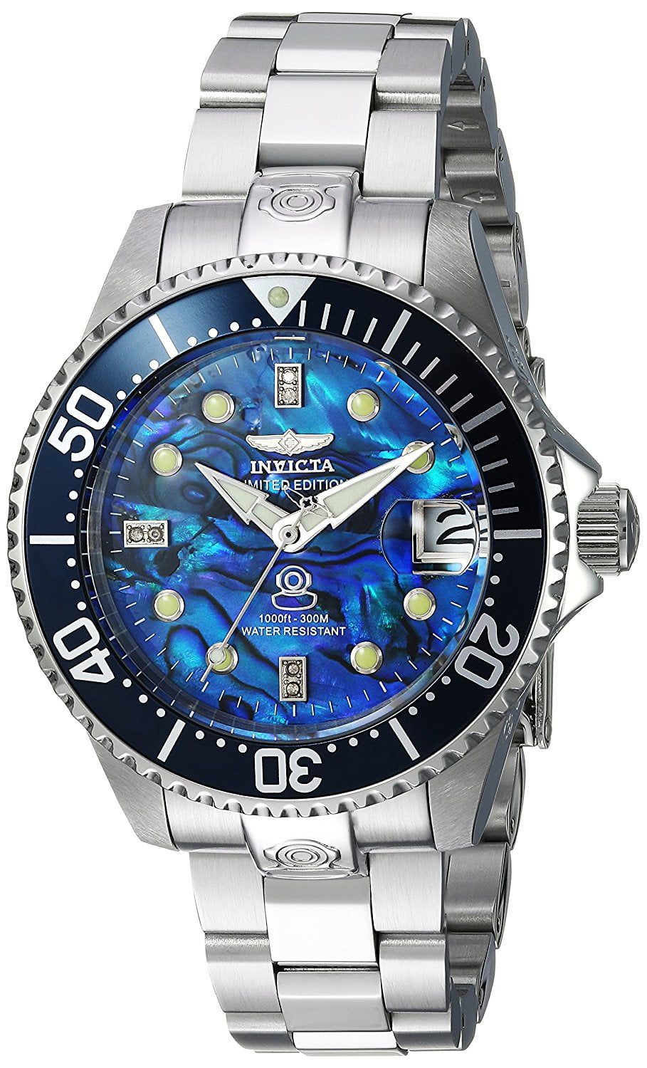 Invicta - Invicta Pro Diver Automatic 6 Diamonds Blue Abalone Silver Women's Watch 23986