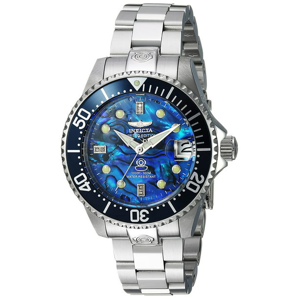 Invicta Pro Diver Automatic 6 Diamonds Blue Abalone Silver Women's Watch  23986