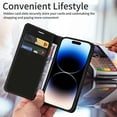thumbnail image 3 of Case for iPhone 14 Plus Wallet Case [RFID Blocking] [Credit Card Holder] [Magnetic Stand] [Shockproof TPU Interior Case] Compatible with iPhone 14 Plus Protective Case 6.7 inch,Black, 3 of 7