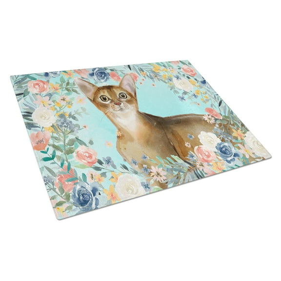 Abyssinian Spring Flowers Glass Cutting Board Large