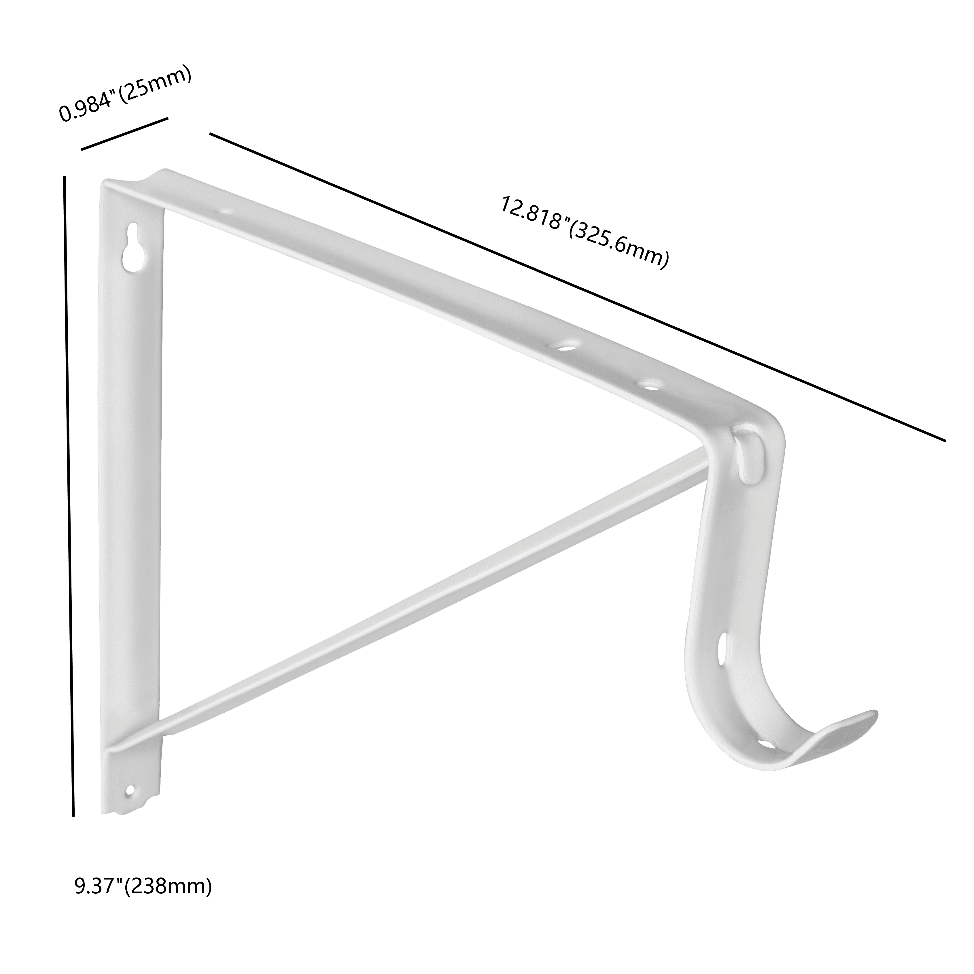 Hyper Tough Closet Rod Bracket, White,1 Pack ,12 in,(Actual Use Dimensions: 9.3 in x 12.8 in)
