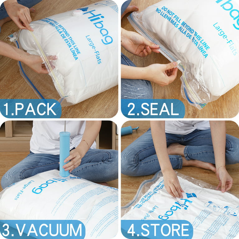 HIBAG Vacuum Storage Bags, Space Saver Vacuum Seal Storage Bags 20-Pack  Sealer Bags for Clothes, Clothing, Bedding, Comforter, Blanket (20C)