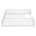 thumbnail image 6 of PORKISS Twin Size Floor Bed for Kids, Double Wood Montessori Bed Frame with Fence, White, 6 of 12