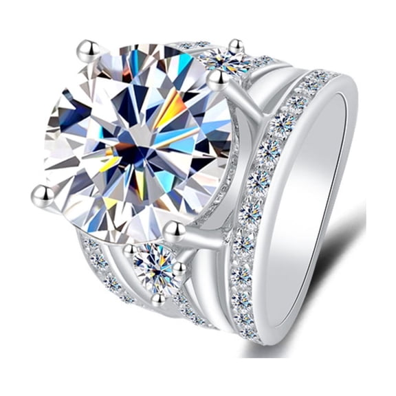 5 Carat Moissanite Rings for Women D Color VVS1 Clarity Brilliant Round Cut Lab Created Diamond Ring 925 Sterling Silver Anniversary Promise Rings for Women Size 5-9