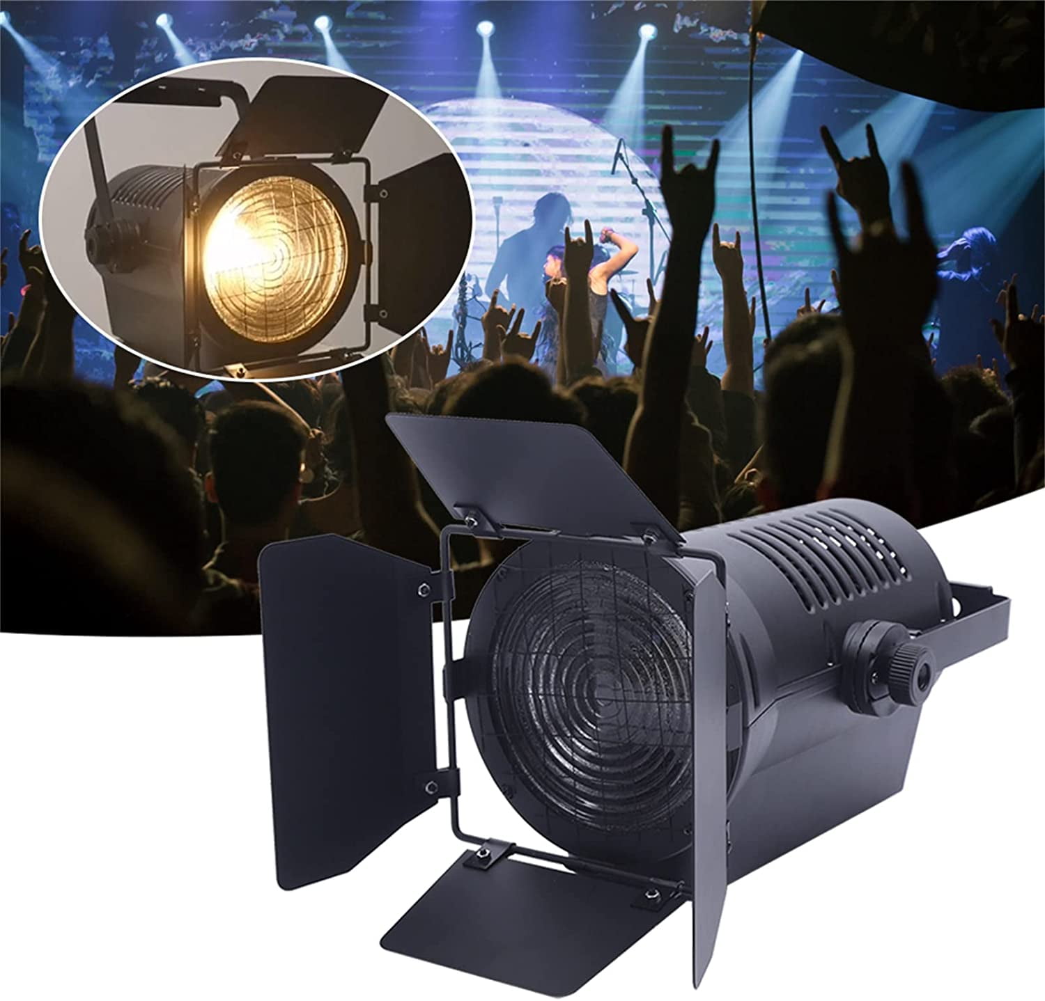 Miumaeov 200W LED Spot Stage Light 3200K Studio Fresnel Spotlight Warm White with Dimmable Stage