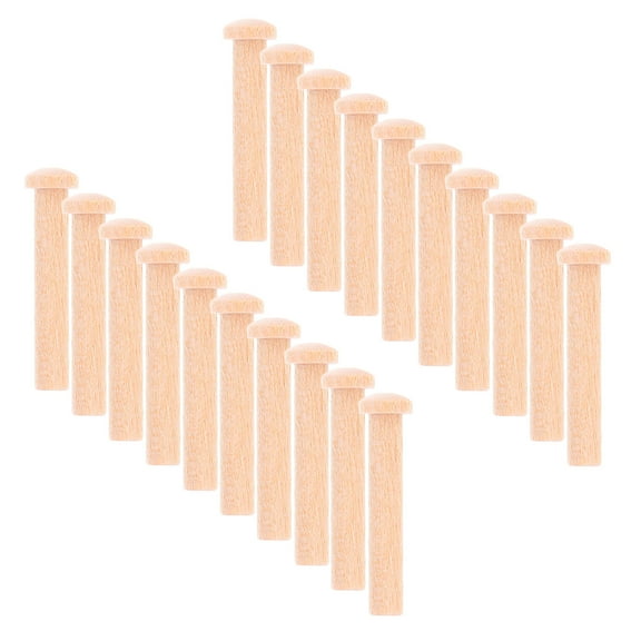 SWETRACE 20Pcs Beige Solid Wood T Nails Miniature for Train Wheel Crafts and Nail Boards 1.2*0.2*0.2in