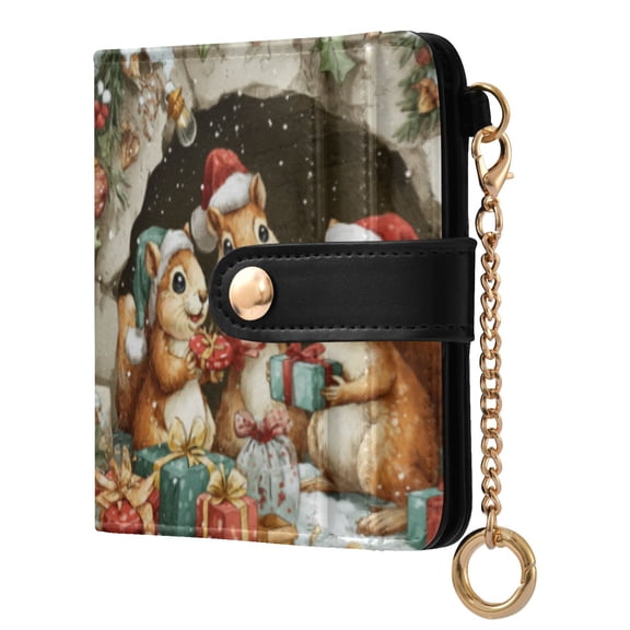 Qxltty Cute Baby Squirrels Ladies Wallet Rfid Slim Thin Compact Credit Card Women Wallet Zipper Coin Pocket and ID Window for Female Gifts
