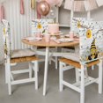 thumbnail image 4 of Bees Dwarfs Dining Chair Back Cover Only, Springs White Daisy Branch Wood Striped Set of 8 Chair Back Covers, Removable Washable for Dining Room, Banquet & Holiday Decoration, 4 of 9