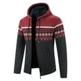 thumbnail image 2 of DeHolifer Men's Winter Coat Ethnic Style Printed Zipper Sweater Long Sleeve Hooded Outwear Casual Coat Wine 3XL, 2 of 4
