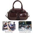 thumbnail image 2 of PU Leather Top Handle Purse with Multi-Pocket Retro Shoulder Handbags Retro Boston Handbag for Women Work Or Daily Use (Coffee), 2 of 10