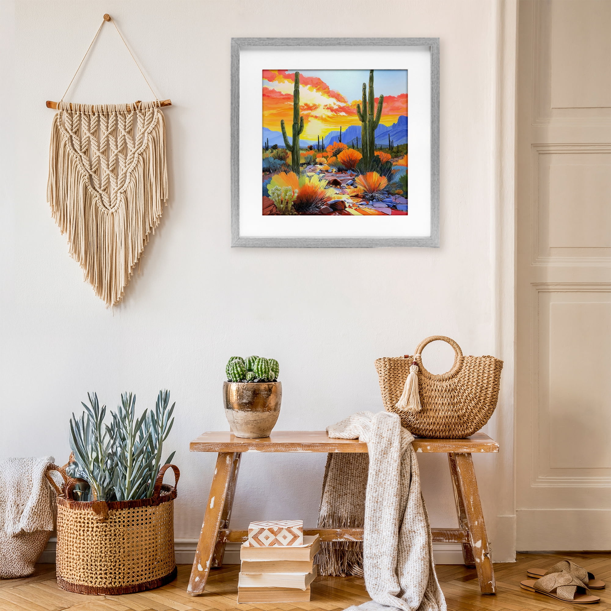 Stupell Industries Desert Splendor Cacti Gray Framed Print Under Glass, design by John Jaster