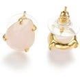 thumbnail image 2 of 1pair Rose Quartz Stud Earrings with Golden Tone Brass Findings Faceted Teardrop 13.5~14x10.5mm Pin: 0.8mm, 2 of 2