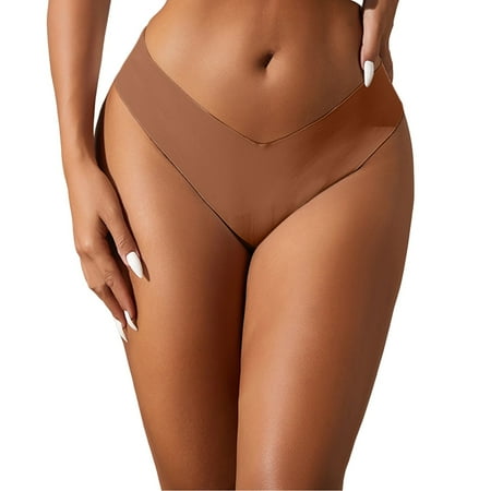 Cathalem Womens Underwear Thong Plus Size Women s Hi-Cut Panties  High-Waisted Smoothing Panty  High-Cut Brief Underwear(Brown XS)