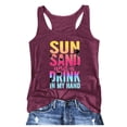 thumbnail image 1 of T-shirt d'Été Décontracté pour Femmes Imprimé Lettre Col Rond Sans Manches Débardeur Violet G, 1 of 3