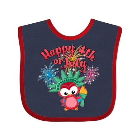 

Inktastic Happy Fourth of July Cute Owl As Statue of Liberty Gift Baby Boy or Baby Girl Bib