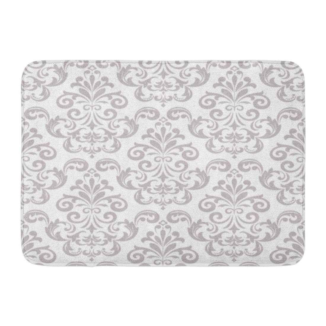 SIDONKU Silver Damask in The of Baroque Gray and White Floral Graphic
