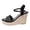 Black, variant on Rokment Womens Glitter Rhinestones Espadrilles Wedge Sandals Elegant Trendy Open Toe Ankle Strap Platform Chunky High Heels Beach Summer Casual Dressy Shoes for Bride Wedding Black Size 6.5