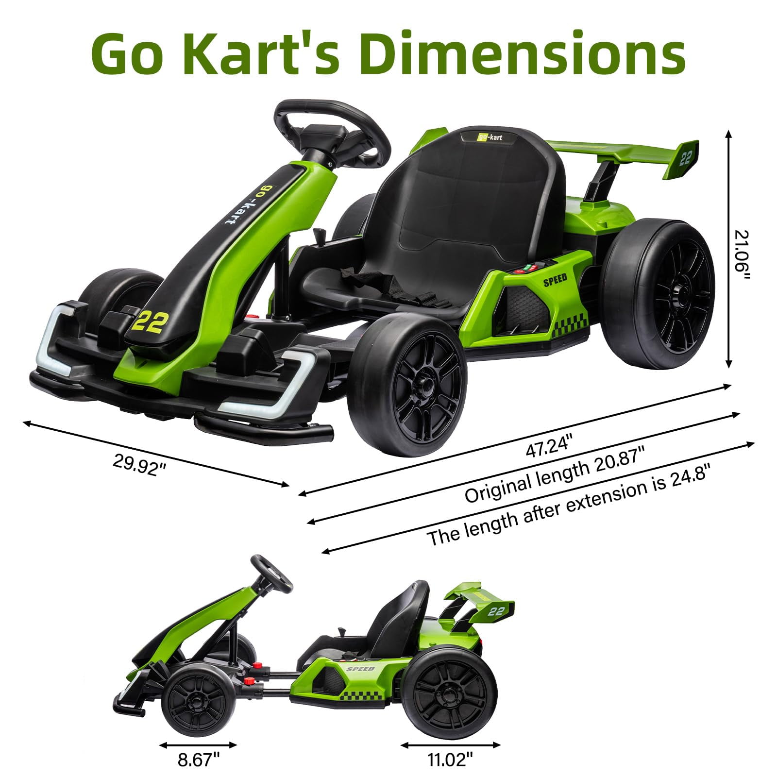 2025 New Go Karts for Kids,24V Electric Go Kart With 2 * 150W