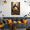thumbnail image 3 of Halloween Ghost with Witch Hat Pumpkin Lanterns Canvas Wall Art Spooky Haunted Forest Framed Canvas Print Seasonal Wall Décor for Living Room Bedroom, 3 of 6