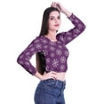 thumbnail image 2 of Moomaya Printed Round Neck Long Sleeve Crop Tops For Women Cotton Jersey T Shirt, 2 of 5