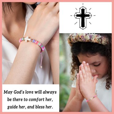 Pearl Cross Bracelet For Girls First Communion Baptism Easter