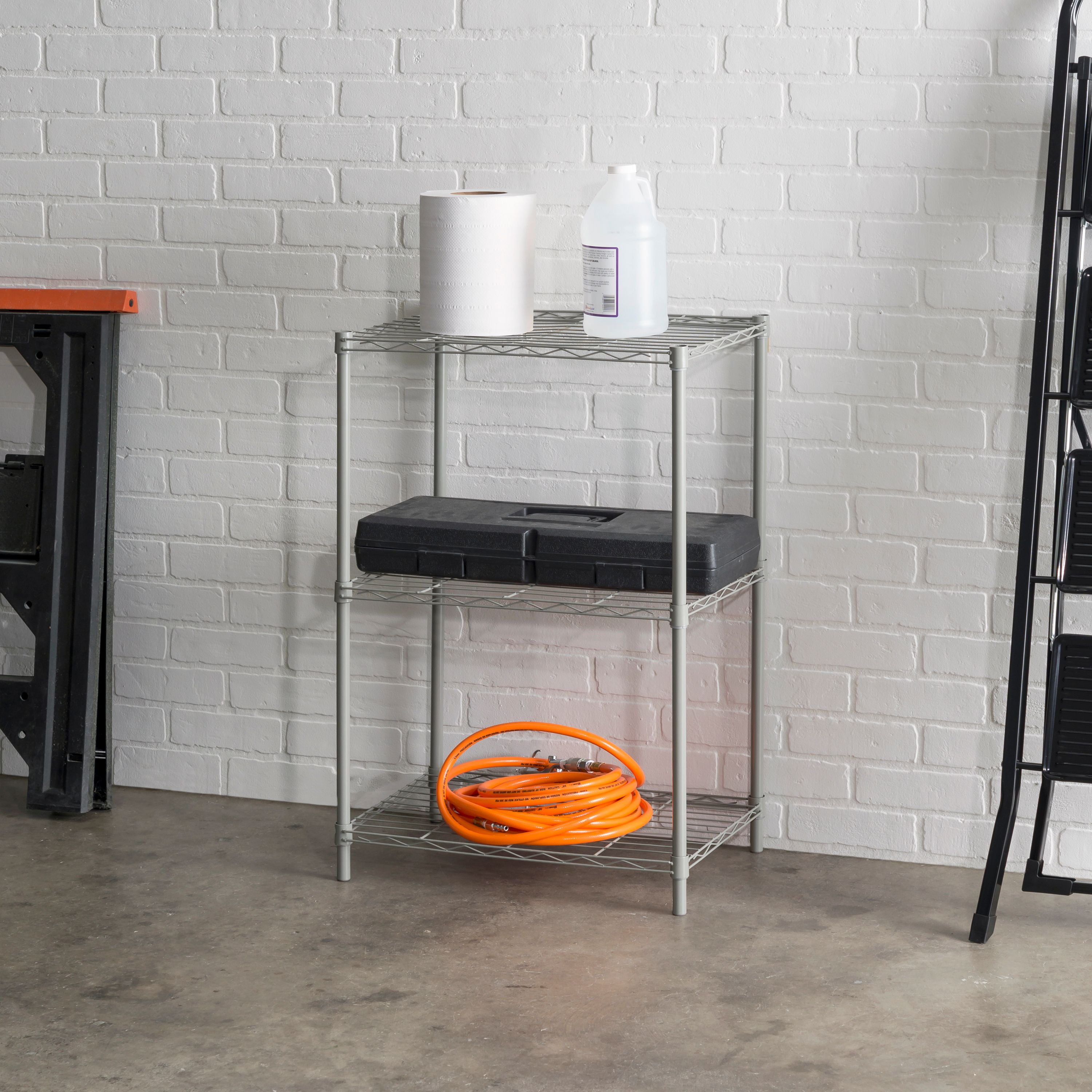 3 Tier Steel Wire Shelf, Grey