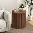 thumbnail image 4 of Wirrytor Round Side Table for living room, Fluted End Table for Small Spaces, Mid Century Modern Small Accent Tables, Bedside Table, Couch Side Table, Nightstand for Bedroom Couch,Walnut, 4 of 8