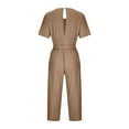 thumbnail image 6 of gakvbuo Jumpsuits For Women Summmer Dressy Wedding Women's Casual Loose Pocket Strap Cotton And Linen Jumpsuit Short Sleeve Sling Jumpsuitit, 6 of 7