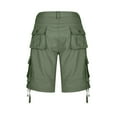 thumbnail image 6 of Women's Cotton Twill Cargo Shorts High Waisted Stretch Long Shorts with Multi Pockets Casual Summer Pants (33, Army Green), 6 of 7
