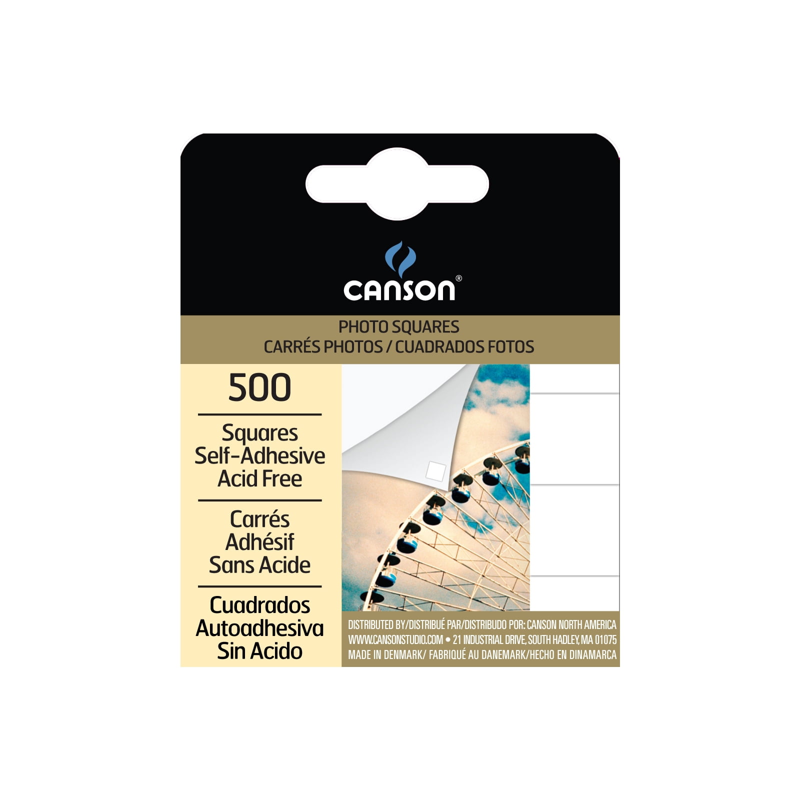 Canson Self-Adhesive Photo Squares, Transparent, 500-Count Dispenser, 2-Pack