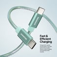 thumbnail image 3 of Powertek USB-C to USB-C (Type-C) Metallic Shine Pastel Fast Charging Cable, 60W, 6 ft, Mint, 3 of 6