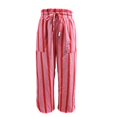thumbnail image 6 of Arlun Striped Linen Pants for Women Summer Baggy Wide Leg Pant Drawstring High Waist Casual Stripes Color-Block Trousers Soft Lightweight Flowy Beach Resort Trouser with Pockets 1-Red XL, 6 of 7
