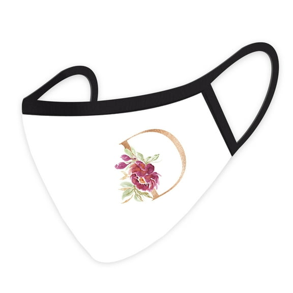 Koyal Wholesale Wedding Face Mask, Pink Floral Monogram E, Cloth Face Masks with 1 Replaceable PM 2.5 Protection Filter