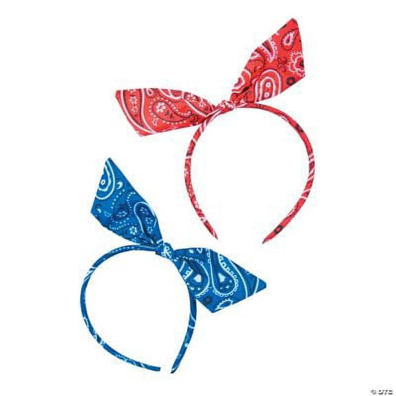 Bandana Print Bow Headband - Apparel Accessories - 6 Pieces