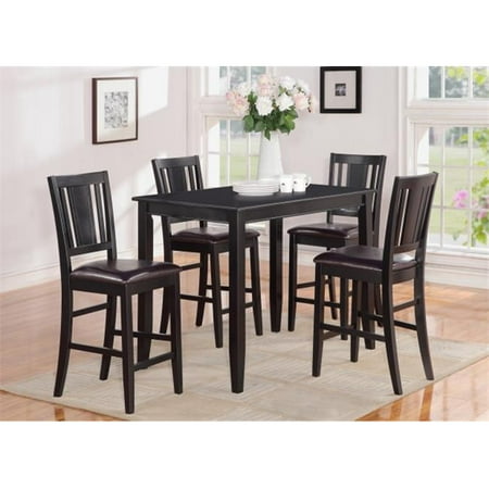 Counter Table With Stools East West Furniture BUCK5-BLK-LC 5 -Piece Buckland Counter Height Table 30 in. x48 in. & 4 Stools with Faux Leather seat in Black Finish ()
