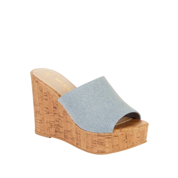 denim platform slides