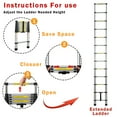 thumbnail image 2 of Tory Carrier 13 Steps Folding Ladder Aluminum Telescopic Extended 12.5FT Anti-Slip Black, 2 of 6