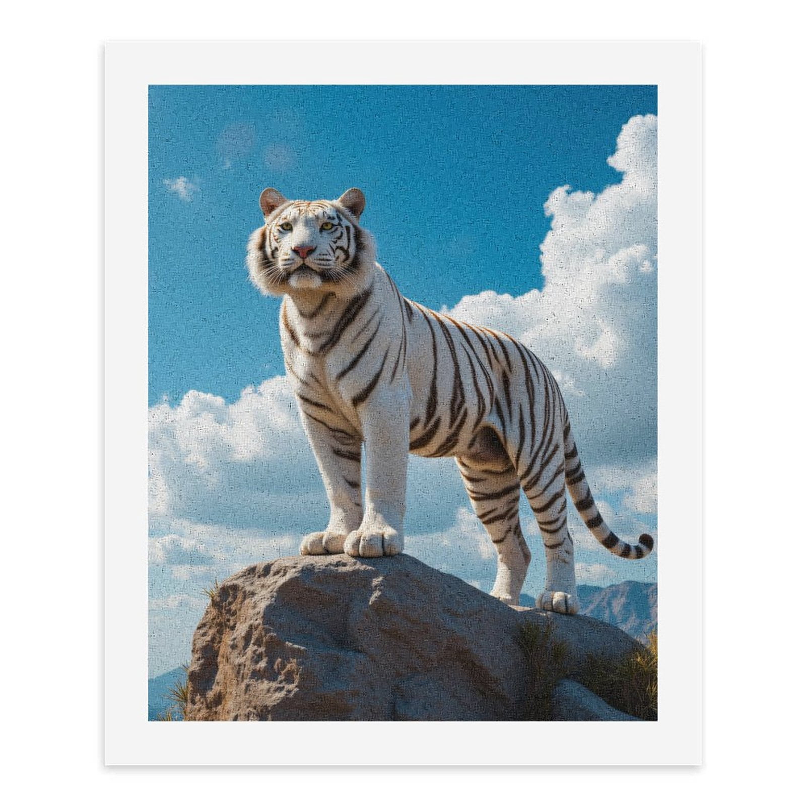 Paint By Numbers Kit for Adults Beginner - DIY White Tiger Majestic Rock Sky Canvas Painting Kits for Adults, Frameless Paint By Number for Adults for Home Wall Decor 16x20 Inch
