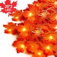thumbnail image 1 of Pack Fall Maple Leaf Garland 40 LED Maple Leaves String Lights 7.9ft Fall Garland Decorations Lights Waterproof Maple Leaf String Lights 3AA Battery Operated for Party Thanksgiving Festival, 1 of 4