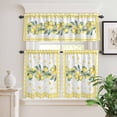 thumbnail image 2 of 3 Piece Kitchen Curtains and Valances Set Yellow Lemon Cafe Curtains 24 Inch Length Summer Botanical Plaid Elegant Pastoral Valance & Tier Curtain for Living Room Bedroom Window 54"x18"+27"x24"*2, 2 of 6