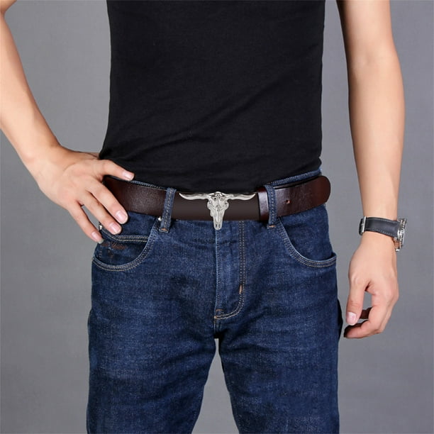 Hebilla Cinturón Cabeza De Vaca Occidental De Aleación De Zinc - Resistente Y Elegante Para Hombre Y Mujer (Regalo Ideal)