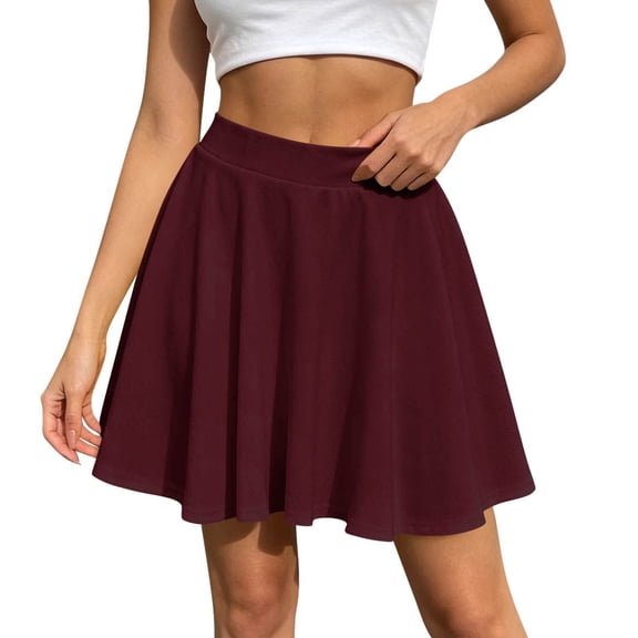 Squevariel Comfy Mini Skirts for Women High Waist Casual A-Line Skirt Basic Stretch Flared Versatile Skirt