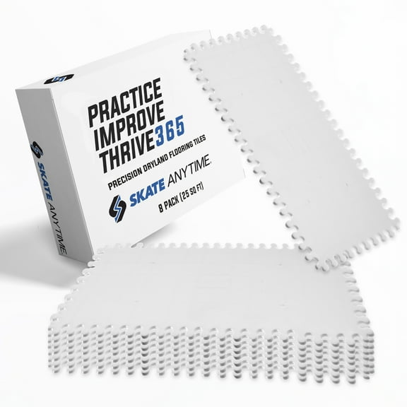 Skate Anytime Precision Dryland Hockey Tiles – 8-Pack (15"x30", 25 sq ft) – Non-Skateable Off-Ice Training Panels for Shooting, Passing & Stickhandling – Expandable & Easy to Install