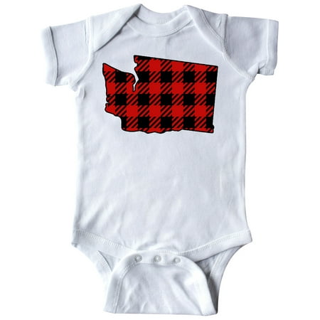 

Inktastic Washington Buffalo Plaid State Silhouette Gift Baby Boy or Baby Girl Bodysuit