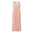 thumbnail image 5 of DHFJKG Summer Dresses For Women Solid Color Round Neck With Pockets Retro Boho Long Dress Casual Beach Soft Dresses, 5 of 6